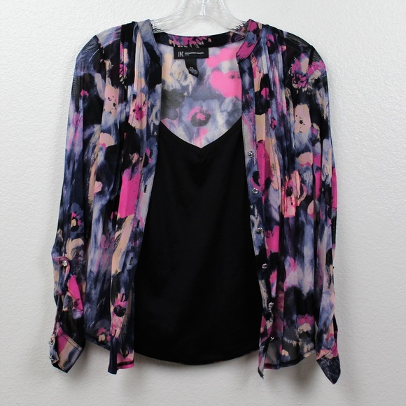 INC Floral career button up top - Picture 1 of 5